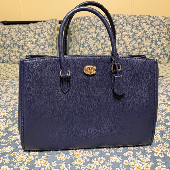 Coach - Brooke Carryall - Elegant Navy Blue Leather Handbag